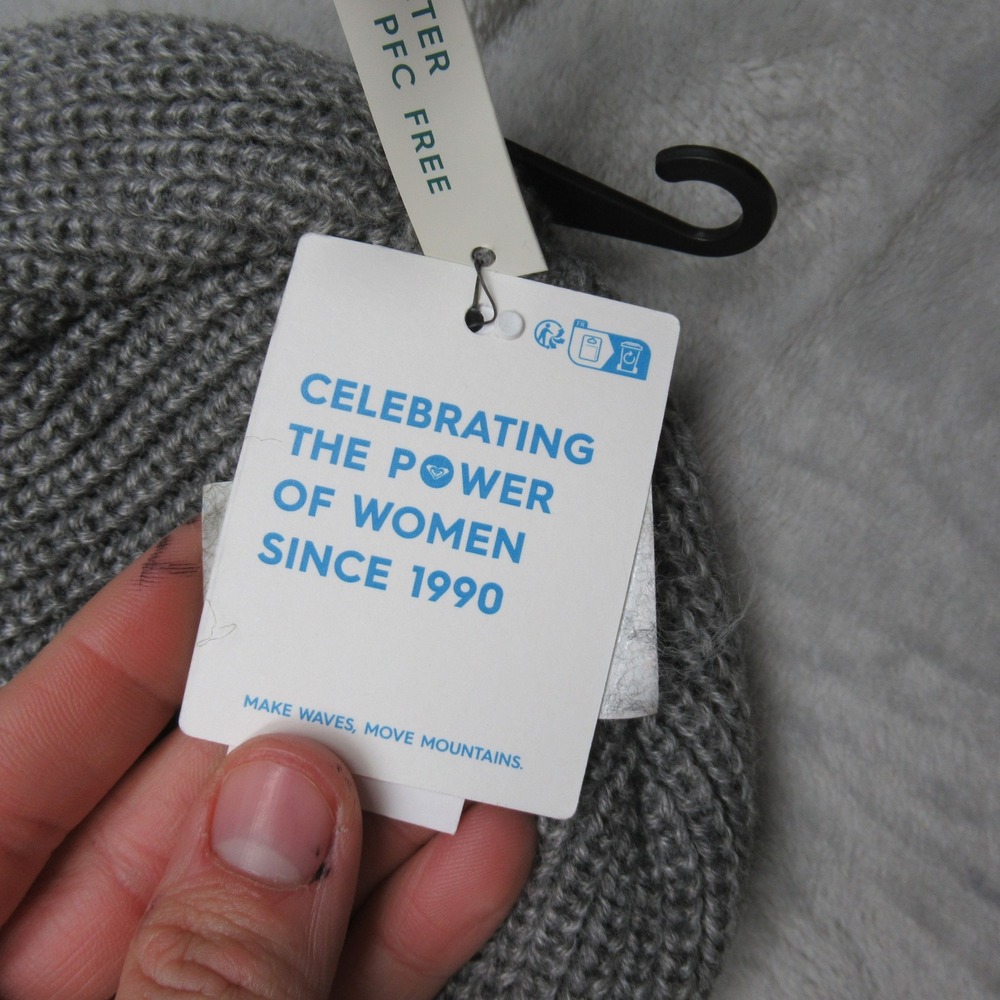 Roxy Freja Beanie Womens One Size Grey Ribbed Knit Water Repellent Hat $30 NEW - Picture 9 of 14